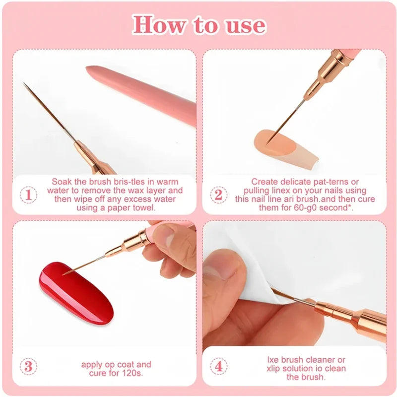Set di 5 pennelli per nail art di precisione