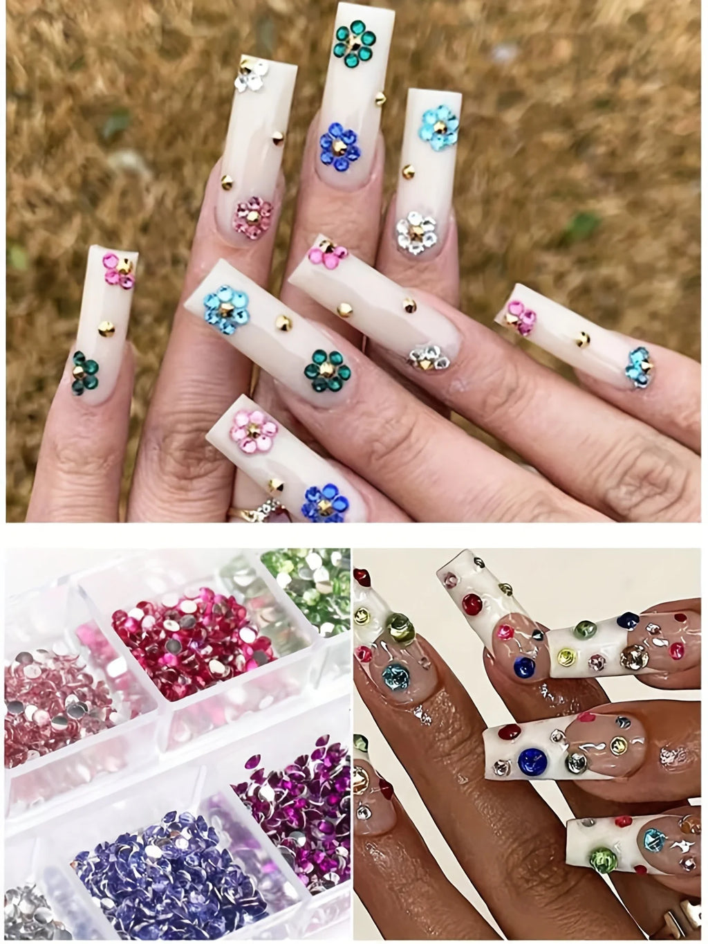 Box di strass colorati per nail art – 12 scomparti