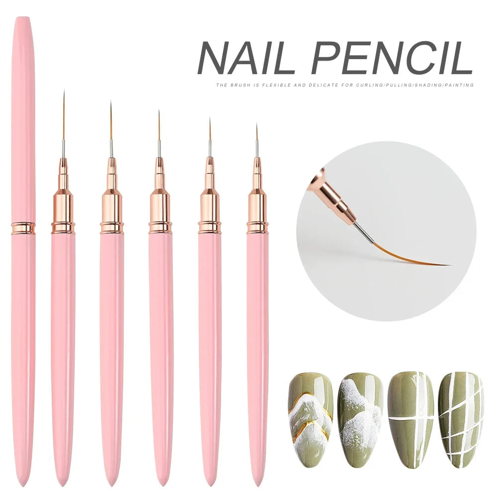 Set di 5 pennelli per nail art di precisione