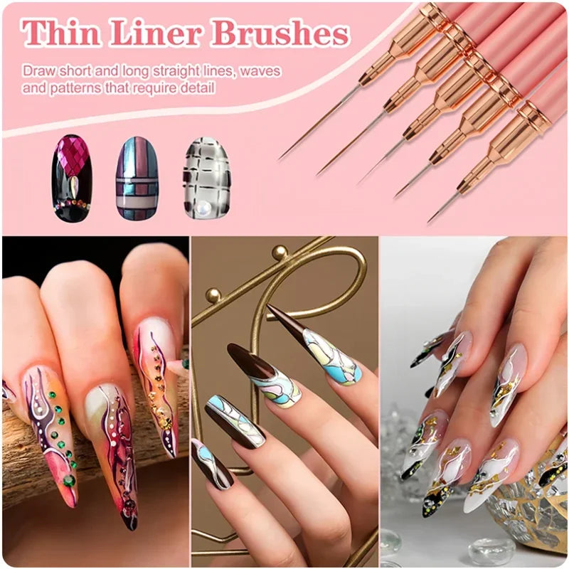 Set di 5 pennelli per nail art di precisione