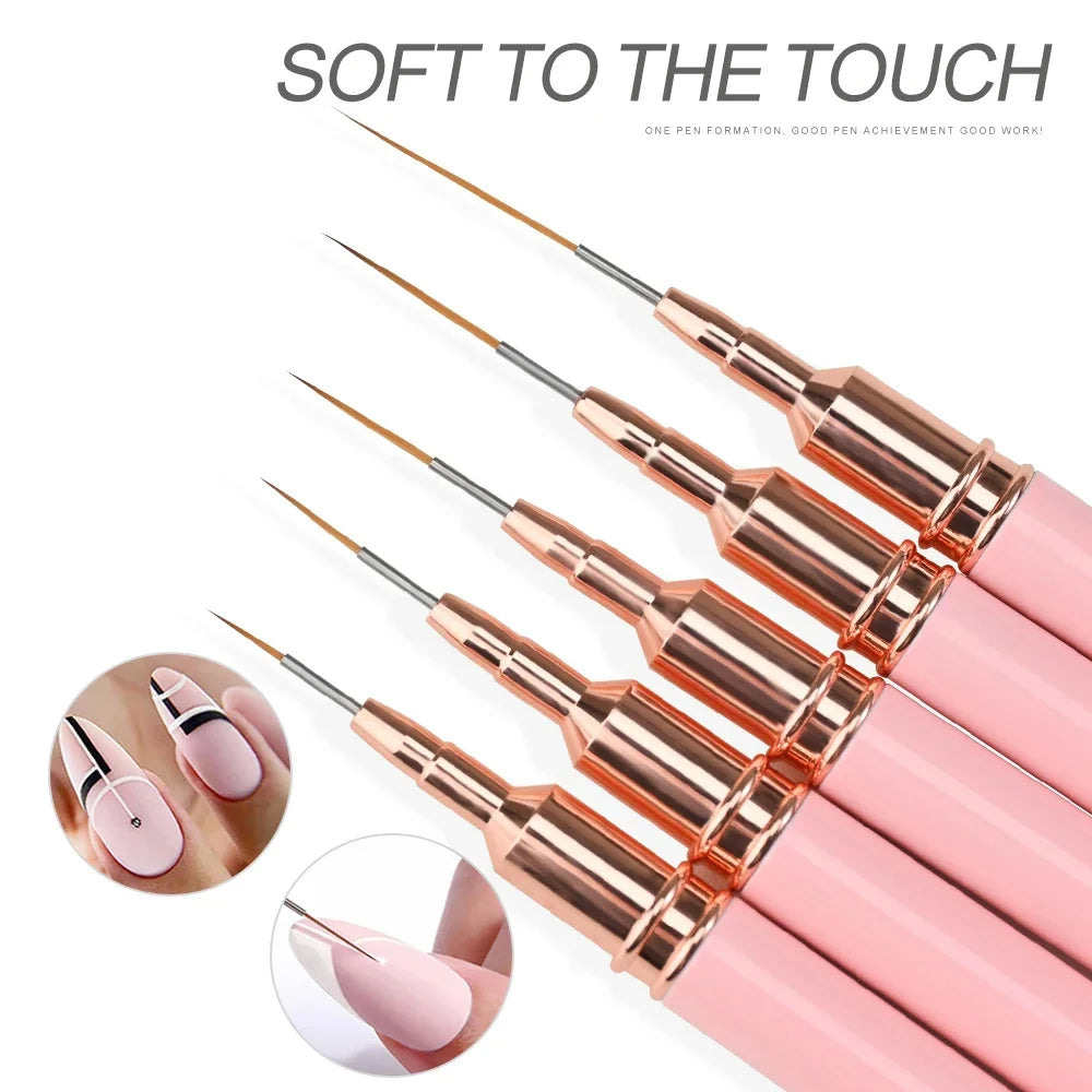 Set di 5 pennelli per nail art di precisione
