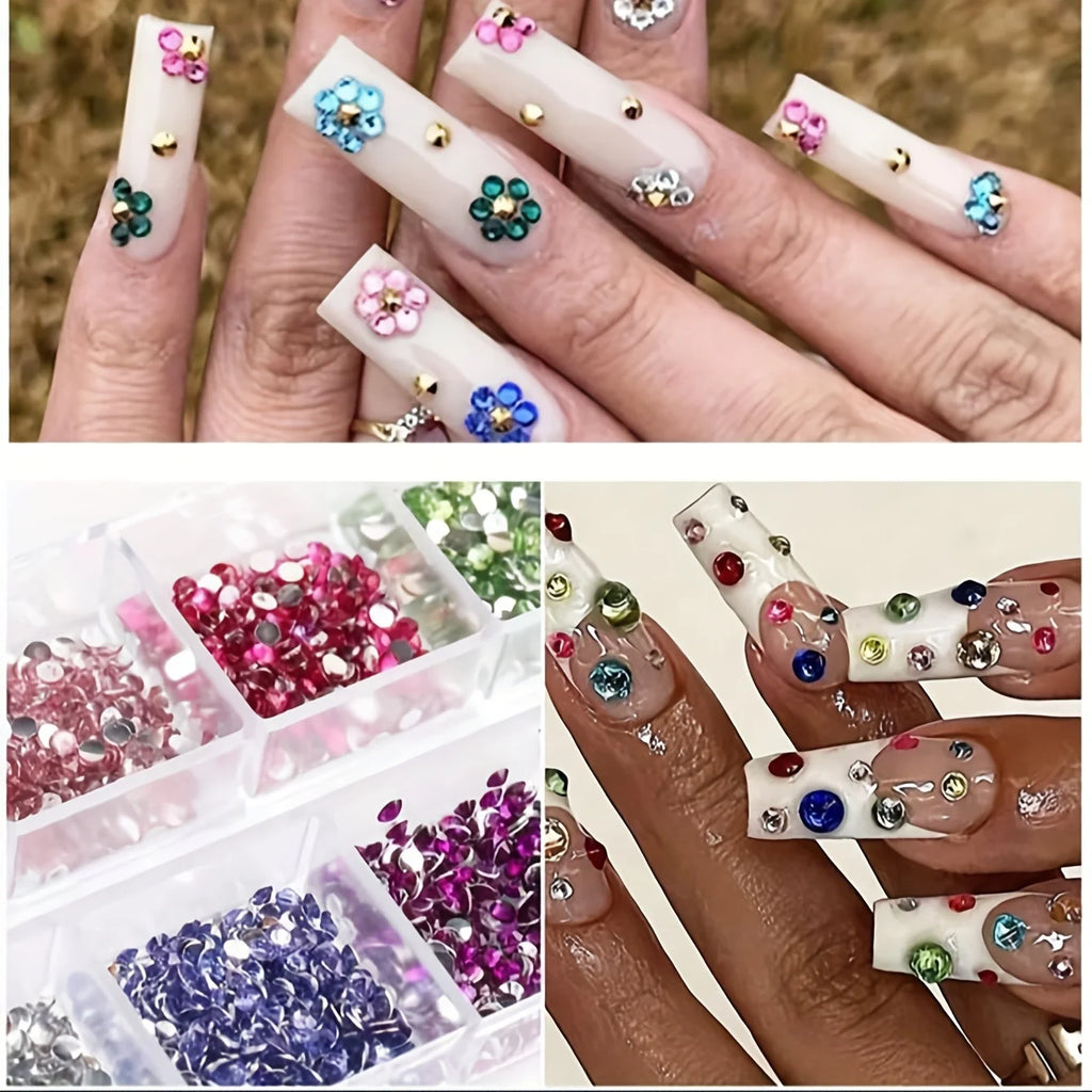 Box di strass colorati per nail art – 12 scomparti