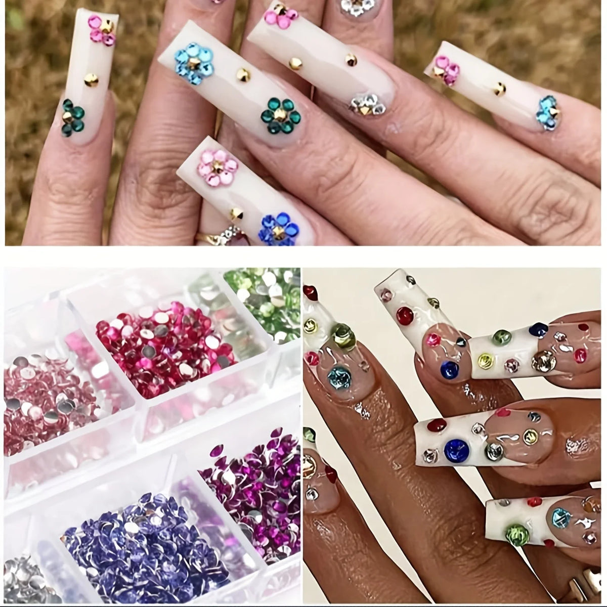 Box di strass colorati per nail art – 12 scomparti