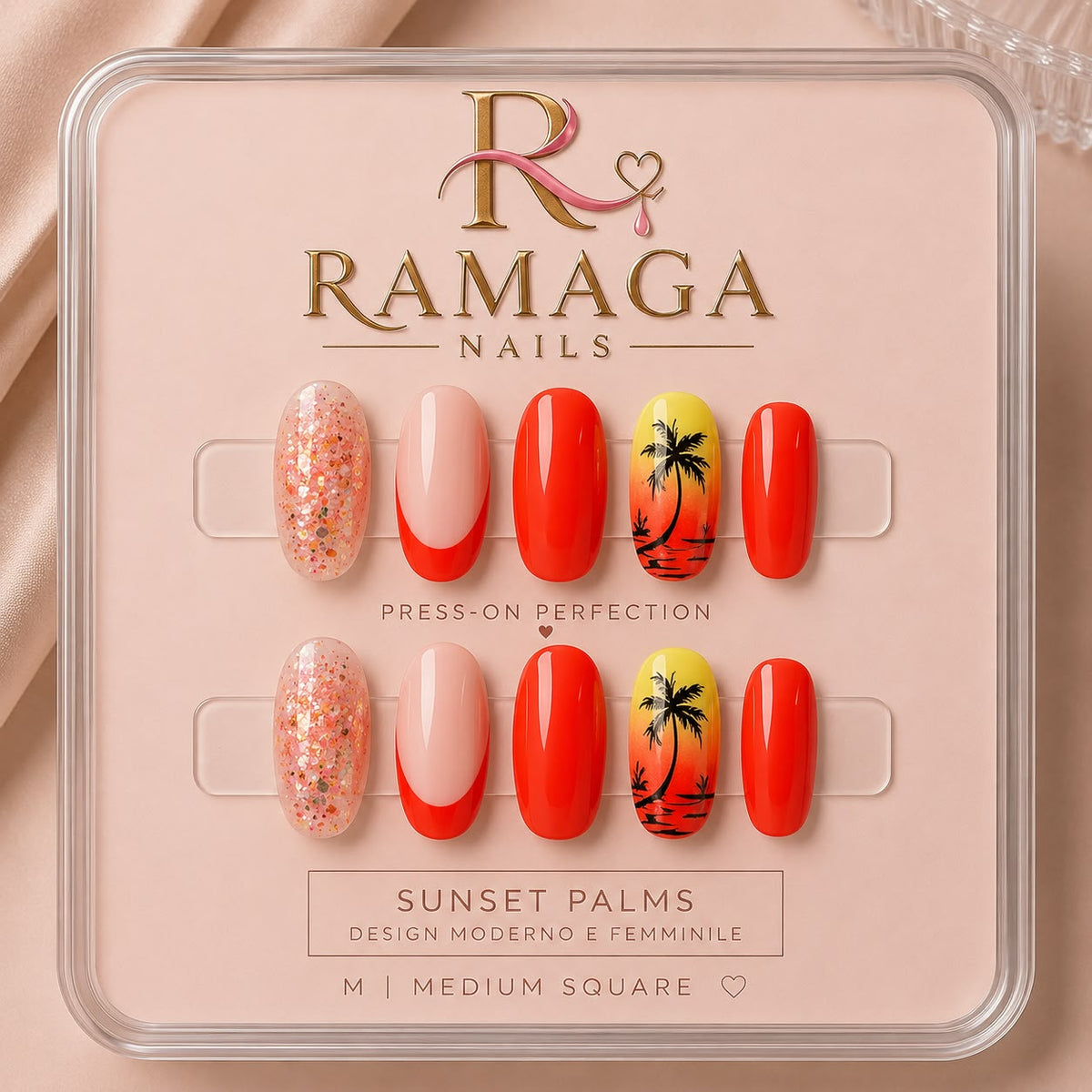 Sunset Palms – Press-on in gel