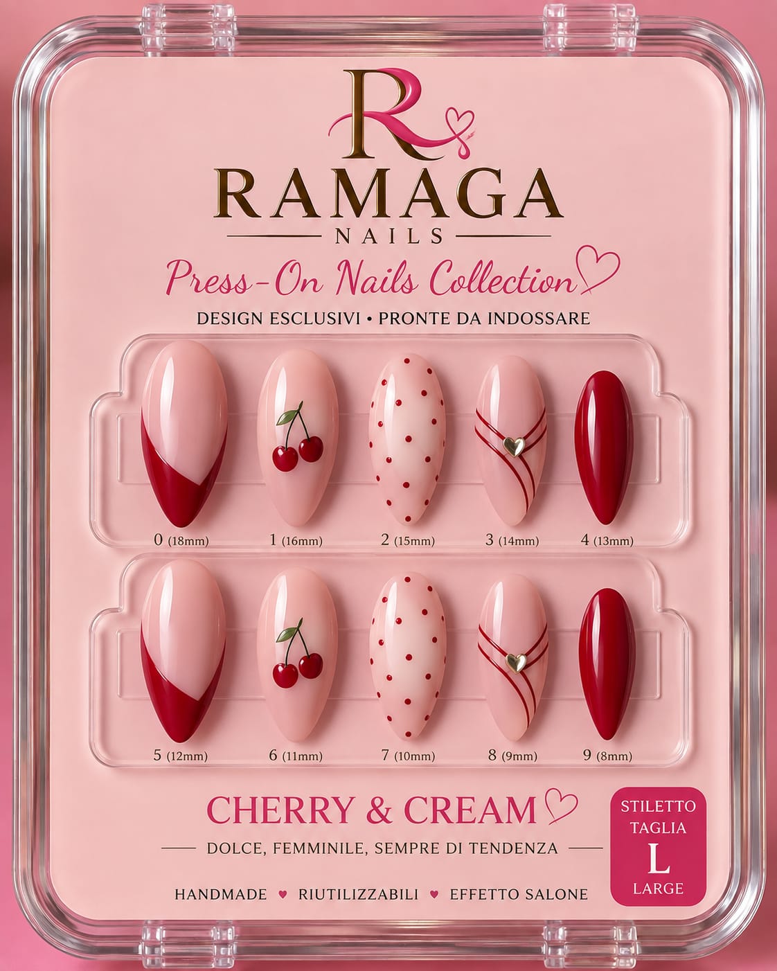 Cherry & Cream - press-on Ramaga Nails