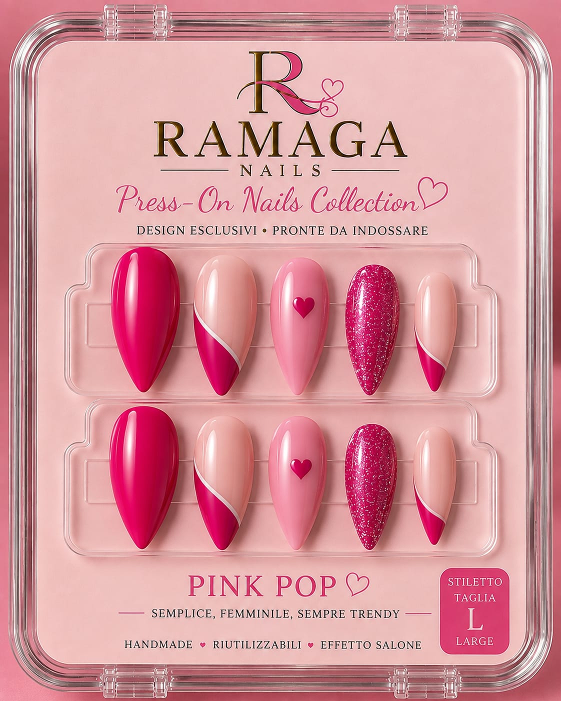 Pink Pop - press-on Ramaga Nails